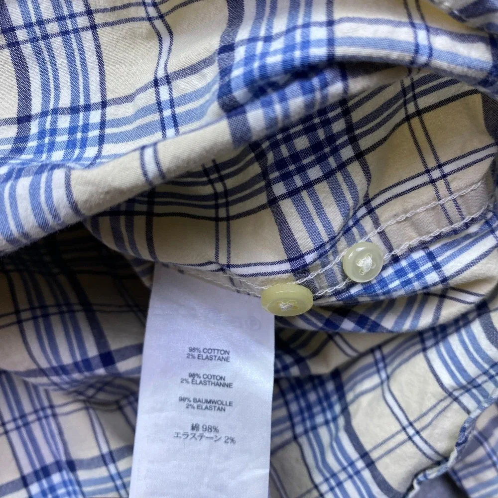 J Crew Classic Fit Button Down Shirt Mens Large Blue Plaid Secret‎ Wash Stretch